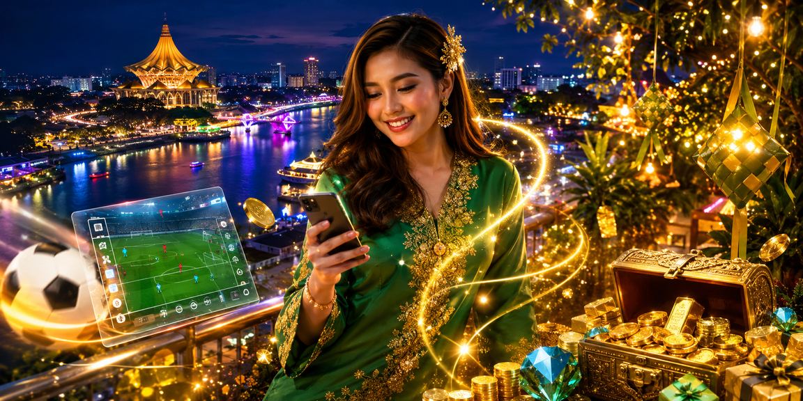Pemain Malaysia menikmati slot di telefon bimbit semasa perayaan Hari Raya